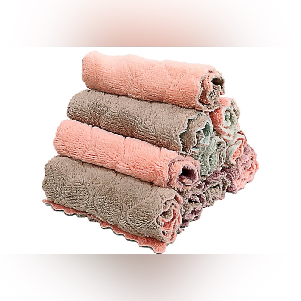 NWT Microfiber Kitchen Washcloths, Absorbent Coral Soft Tea Towels, 10 Pack